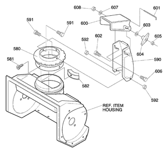 Discharge Chute Diagram and Parts List for 620301X4NC 2004 Briggs and Stratton Snow Blower
